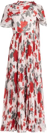 Huishan Zhang Abito lungo a fiori - Rosso