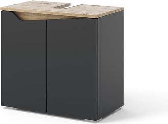 Vicco Mueble Bajo Lavabo Marelle, Antracita, 60 X 57.5 Cm Con 2 Puertas, Vicco