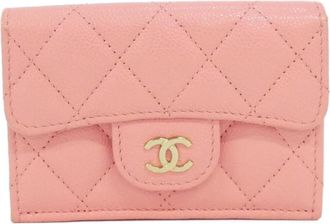 Chanel Pink Grained Calfskin Wallet (Tri-Fold) (Pre-Owned)