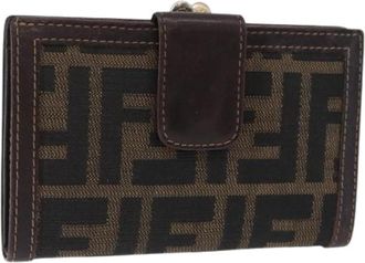 Fendi Pre-owned Zucca Canvas Bifold Portemonnee - Dames - Vintage Accessoires - Bruin - ONE Size - Leer - Vintage