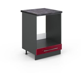 Vicco Armario Para Horno Empotrado Fame-line, Rojo Burdeos Alto Brillo, 60 Cm, Et Antracita Vicco