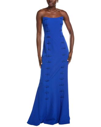 Rene Ruiz Strapless Scoop Neck Column Gown
