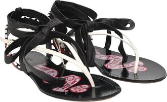 Alaia Ala&iuml;a Mens Crepe-Satin Graphic Print Gladiator Sandal (Authentic Pre-Loved)