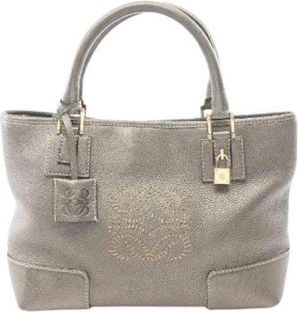 Loewe Pre-owned Amazona Lederen Handtas - Dames - Vintage Shopper - Grijs - ONE Size - Leer - Vintage