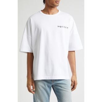 Alexander McQueen Oversize Logo Graphic T-Shirt in White /Black at Nordstrom, Size Xx-Large