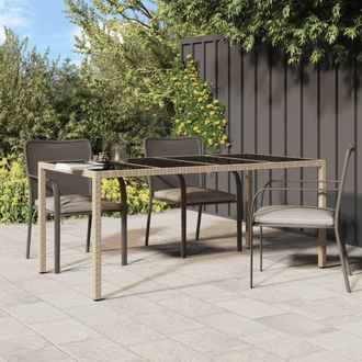 vidaXL Mesa Jard&iacute;n Vidrio Templado Rat&aacute;n Sint&eacute;tico Beige 190x90x75 Cm Vidaxl