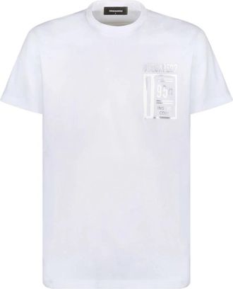 Dsquared2 Wit Logo Print T-Shirt - Heren - T-shirts - Wit - 3XL - Katoen - Tops