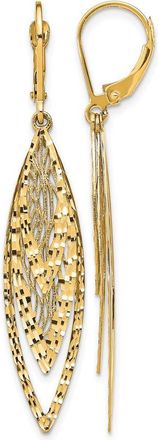 Diamond2Deal 14k Yellow Gold Diamond-cut Drop Dangle Earrings