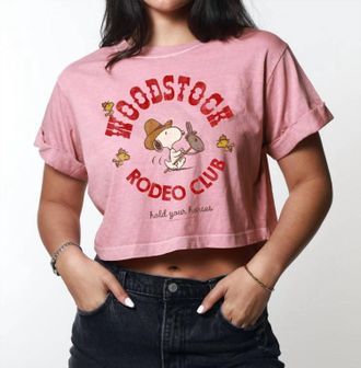 Girl Dangerous Woodstock Rodeo Club Cropped Graphic Tee In Pink