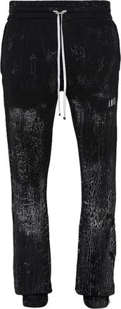 Amiri Mens Amiri Cracked Dye Logo Black Sweat Pants - Size: 33/32/32
