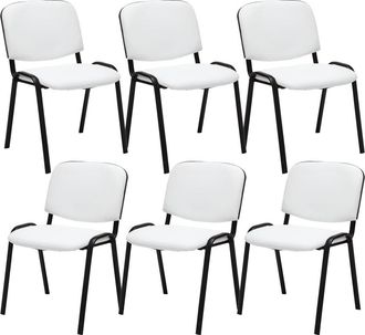 Clp Clp - Set 6 Sillas De Conferencia Ken En Cuero Pu Blanco