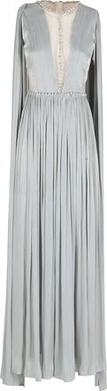 Nissa Verde Crystal-Embellished Pleated Evening Dress