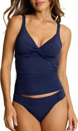 Tommy Bahama Pearl Underwire Twist Front Tankini Top in Mare Navy at Nordstrom, Size X-Small