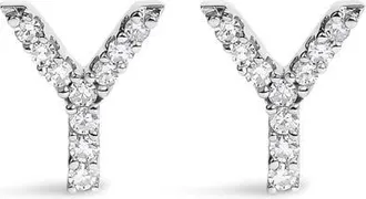 House of Brilliance 10K Gold 1/10 Cttw Diamond Initial A to Z Stud Earring in White Gold | Y at Nordstrom
