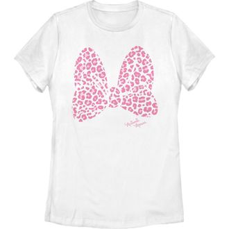 Minnie Mouse Womens Minnie Mouse Cheetah Print Bow Graphic T-Shirt in White at Nordstrom, Size Xx-Large