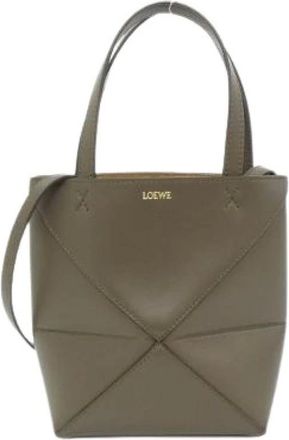 Loewe Pre-owned Puzzle Fold Tote Mini Calf Tote Bag - - Pre-owned - Donna - Verde - ONE SIZE