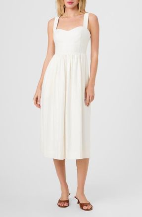 French Connection Linen Blend Midi Dress in Summer White at Nordstrom, Size X-Small