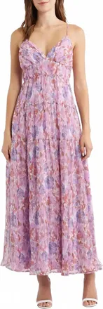 Lulus Shannon Tie Back Maxi Dress In Violet Multi
