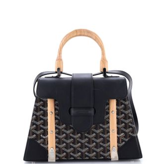 Goyard Saigon Top Handle Bag Coated Canvas with Leather PM