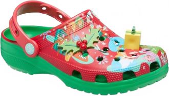 Crocs Womens Mickey Mouse And Friends Holiday Clogs In Green, Red
