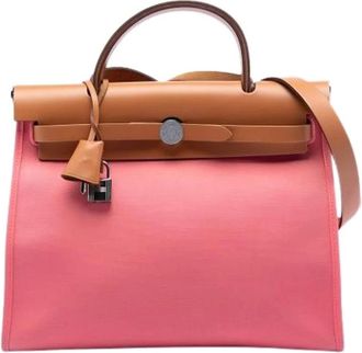 Herm&egrave;s Pre-owned Handbags, female, Pink, Size: ONE SIZE Pre-owned Canvas Shoulder Bag