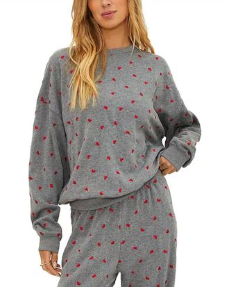 Beach Riot Devyn Oversized Sweatshirt In Red Love Hearts