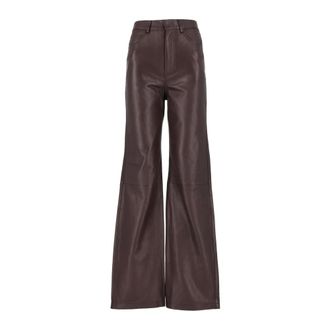 Rotate Pantaloni in pelle a vita alta dal taglio dritto - - Trousers - Donna - Marrone - S