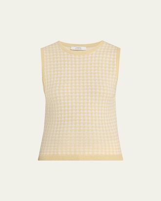 Vince Gingham Knit Tank Top
