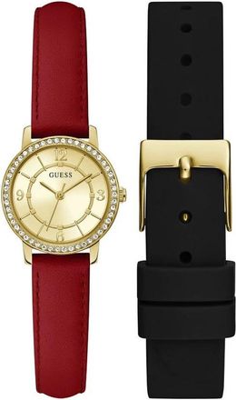Guess Horloge Set Night Life 28 mm - Dames - Horloges - Geel - ONE Size - Leer - Accessoires