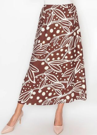 YAL New York Long Botanical Print Skirt in Burgundy
