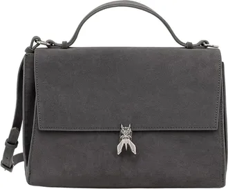 Patrizia Pepe Grey Suede Box Crossbody Bag