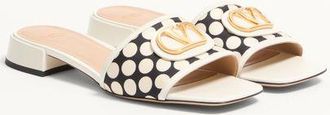 Valentino Garavani Sandalo Slide Vlogo Signature In Tessuto Plus De Pois 20Mm Donna NERO/AVORIO 41