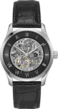 BOSS Principle Skeleton Automatic Leather Strap Watch, 41mm in Black at Nordstrom, Size 41 Mm