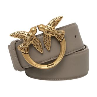 Pinko Pinko - Love Berry H4 Riem - Dames - Accessoires - Beige - Maat: S Leer