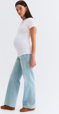 H&M Mama Straight Jeans in Light Denim Blue at Nordstrom, Size X-Small