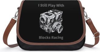 Generic I Still Play With Blocks Racing Small Womens Crossbody Bags Shoulder Handbag with Adjustable Strap for Travel