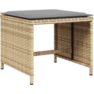 vidaXL Taburetes Jard&iacute;n Cojines 4 Uds Rat&aacute;n Pe Beige Mezcla 40x40x35cm Vidaxl