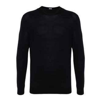 Malo Round-neck Knitwear, male, Blue, S, Midnight Blue Wool Crew Neck Jumper