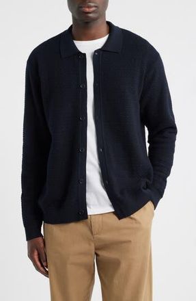Nn.07 Navi 6499 Ribbed Cotton Full Button Cardigan in Navy Blue at Nordstrom Rack, Size Xx-Large