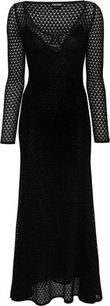 Tom Ford Openwork Lurex Maxi Jurk - Dames - Maxi kleedjes - Zwart - S - Polyester - Kleedjes