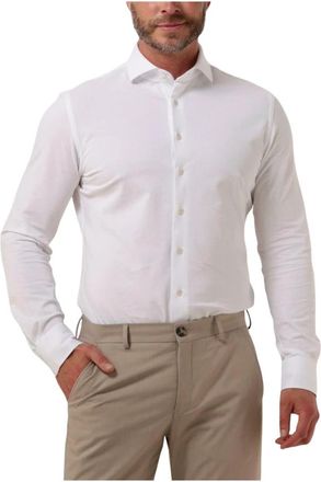 Profuomo Gebreid Piqu&eacute; Shirt - Heren - Zakelijke Overhemden - Wit - 4XL - Katoen - Overhemden