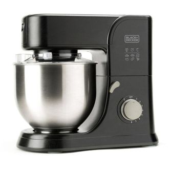 Black+Decker Black&decker - Black+decker Bxkm1001e - Batidora Amasadora, 1000w, 8 Velocidades, Turbo, Giro Planetario, F&aacute;cil Limpieza, Acero Inoxidable, Negro
