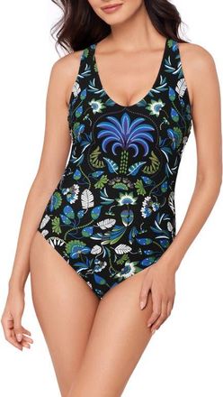 Magic Suit By Miraclesuit Taj Mahal Diana One-Piece Swimsuit in Black Multi at Nordstrom, Size 16