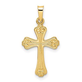 Diamond2Deal 14k Yellow Gold Polished Solid Fancy Design Cross Pendant