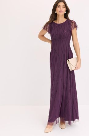 Bonprix Maxikleid BONPRIX, Damen, Gr. 36, N-Gr, dunkellila (l&auml;nge: regul&auml;r), Obermaterial: 100% Polyester. Futter: 100% Polyester, festlich, ausgestellt, Klei