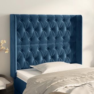 vidaXL Cabecero Con Orejas De Terciopelo Azul Oscuro 103x16x118/128 Cm Vidaxl