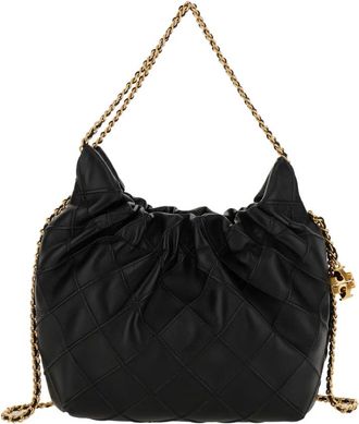 Tory Burch Tassen, Dames, Zwart, ONE Size, Leer, Fleming Shoulder Bag