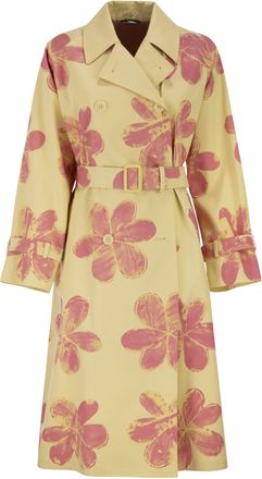 Max Mara Weekend Maxmara Wksradioso Water Repellent Gabardine Trench Coat With Flowers