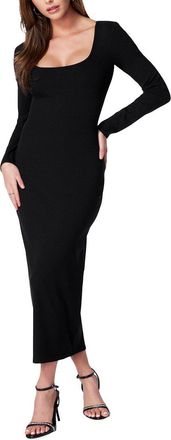 Bebe Long Sleeve Square Neck Rib Maxi Dress