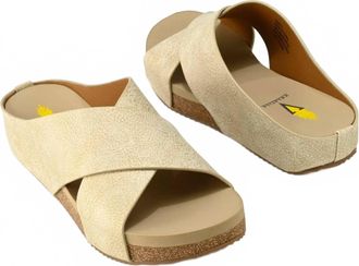 Volatile Womens Ablette Ultra Comfort Slip-On Crisscross Slides In Gold